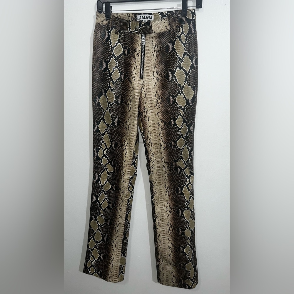 I.AM.GIA Snake Print Pants - Brown and Black